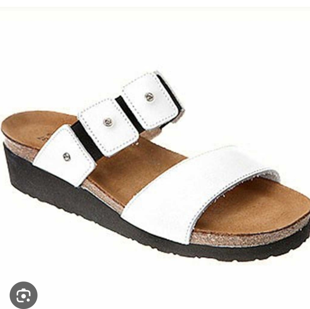 NAOT Yofi White Leather Comfort Sandals Size 40 / US 9 Made in Israel